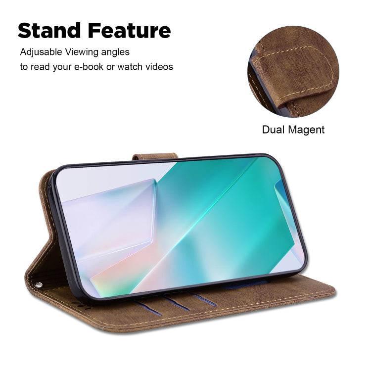 For iPhone 16e Little Tiger Embossed Leather Phone Case(Brown) - iPhone 16e Cases by PMC TechLife | Online Shopping South Africa | PMC TechLife | Buy Now Pay Later Mobicred
