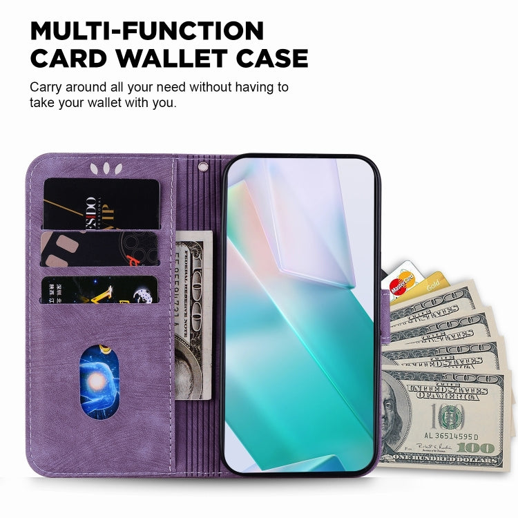 For iPhone 16 Plus Little Tiger Embossed Leather Phone Case(Purple) - free shipping - PMC TechLife - Order now!