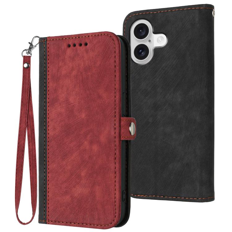 For iPhone 17 Side Buckle Double Fold Hand Strap Leather Phone Case(Red) - free shipping - PMc TechLife - Order now!
