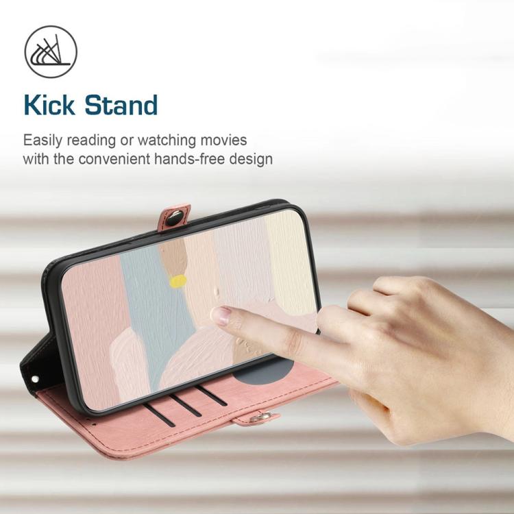 For iPhone 17 Pro Side Buckle Double Fold Hand Strap Leather Phone Case(Pink) - free shipping - PMc TechLife - Order now!