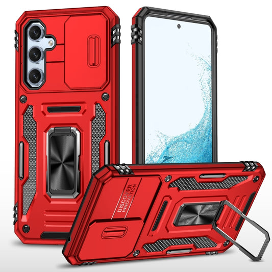 For Samsung Galaxy A54 Armor PC + TPU Camera Shield Phone Case(Red) - Galaxy Phone Cases by PMC Jewellery | Online Shopping South Africa | PMC Jewellery