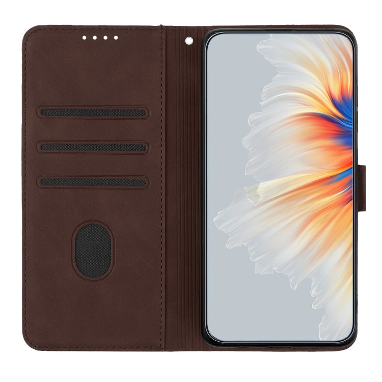 For Huawei Pura 70 Heart Pattern Skin Feel Leather Phone Case(Brown) - Huawei Cases by PMC Jewellery | Online Shopping South Africa | PMC Jewellery | Buy Now Pay Later Mobicred