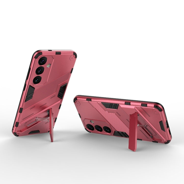 For Samsung Galaxy S24+ 5G Punk Armor 2 in 1 PC + TPU Shockproof Phone Case with Invisible Holder(Light Red) - Galaxy S24+ 5G Cases by PMC TechLife | Online Shopping South Africa | PMC TechLife