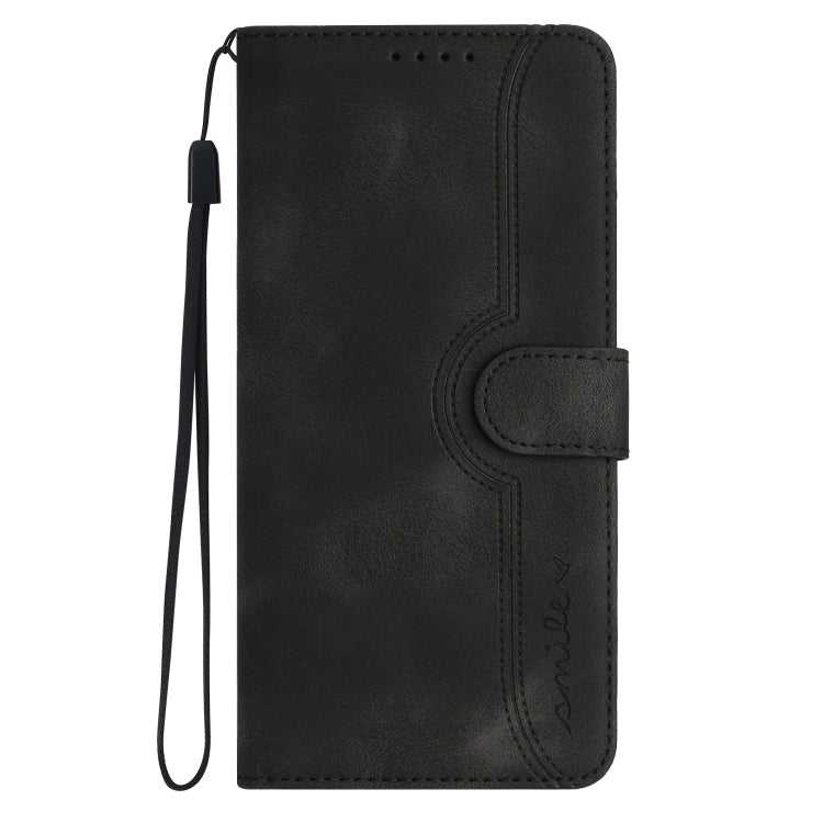 For iPhone 16e Heart Pattern Skin Feel Leather Phone Case(Black) - iPhone 16e Cases by PMC TechLife | Online Shopping South Africa | PMC TechLife | Buy Now Pay Later Mobicred