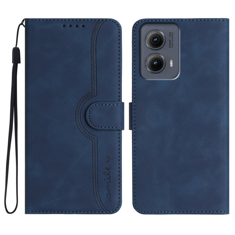 For Motorola Edge 5G 2024 Heart Pattern Skin Feel Leather Phone Case(Royal Blue) - Motorola Cases by PMC Jewellery | Online Shopping South Africa | PMC Jewellery | Buy Now Pay Later Mobicred