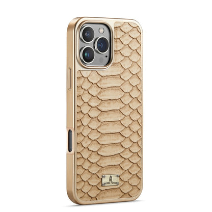 For iPhone 16 Pro Max Fierre Shann Python Texture Electroplating PU Phone Case(White) - iPhone 16 Pro Max Cases by FIERRE SHANN | Online Shopping South Africa | PMC Jewellery | Buy Now Pay Later Mobicred