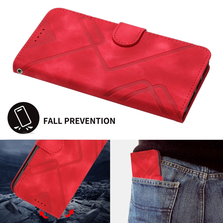 For OPPO K11 Line Pattern Skin Feel Leather Phone Case(Red) - OPPO Cases by PMC TechLife | Online Shopping South Africa | PMC TechLife | Buy Now Pay Later Mobicred