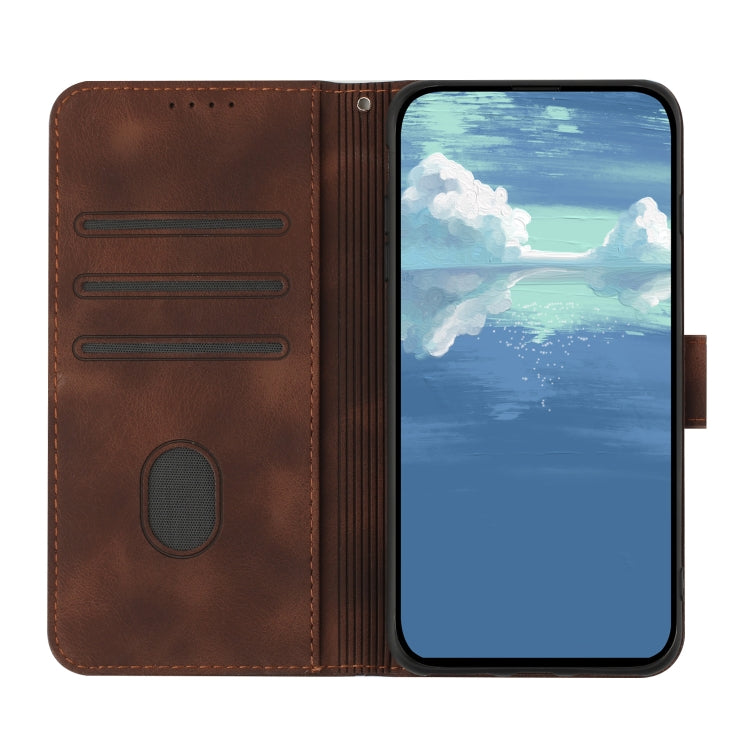 For Samsung Galaxy S23 FE 5G Line Pattern Skin Feel Leather Phone Case(Coffee) - Galaxy S23 FE 5G Cases by PMC TechLife | Online Shopping South Africa | PMC TechLife