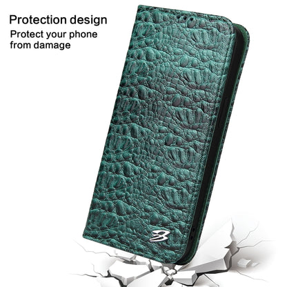 For iPhone 16 Pro Max Fierre Shann Crocodile Texture Magnetic Genuine Leather Phone Case(Green) - iPhone 16 Pro Max Cases by FIERRE SHANN | Online Shopping South Africa | PMC Jewellery | Buy Now Pay Later Mobicred