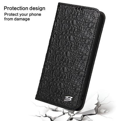 For iPhone 16 Pro Fierre Shann Crocodile Texture Magnetic Genuine Leather Phone Case(Black) - iPhone 16 Pro Cases by FIERRE SHANN | Online Shopping South Africa | PMC Jewellery | Buy Now Pay Later Mobicred