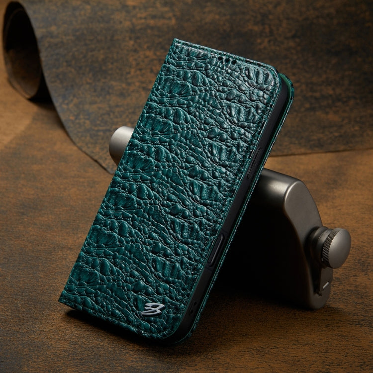 For iPhone 16 Pro Fierre Shann Crocodile Texture Magnetic Genuine Leather Phone Case(Green) - iPhone 16 Pro Cases by FIERRE SHANN | Online Shopping South Africa | PMC Jewellery | Buy Now Pay Later Mobicred