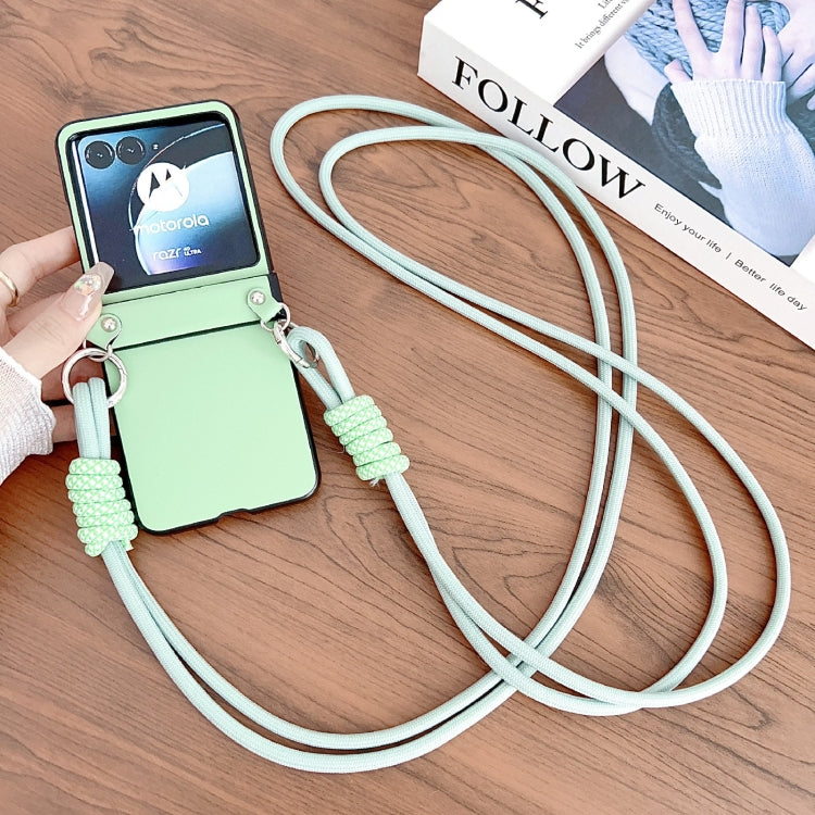 For Motorola Razr 40 Ultra Morandi Leather Texture Phone Case With Lanyard(Green) - Motorola Cases by PMC TechLife | Online Shopping South Africa | PMC TechLife | Buy Now Pay Later Mobicred