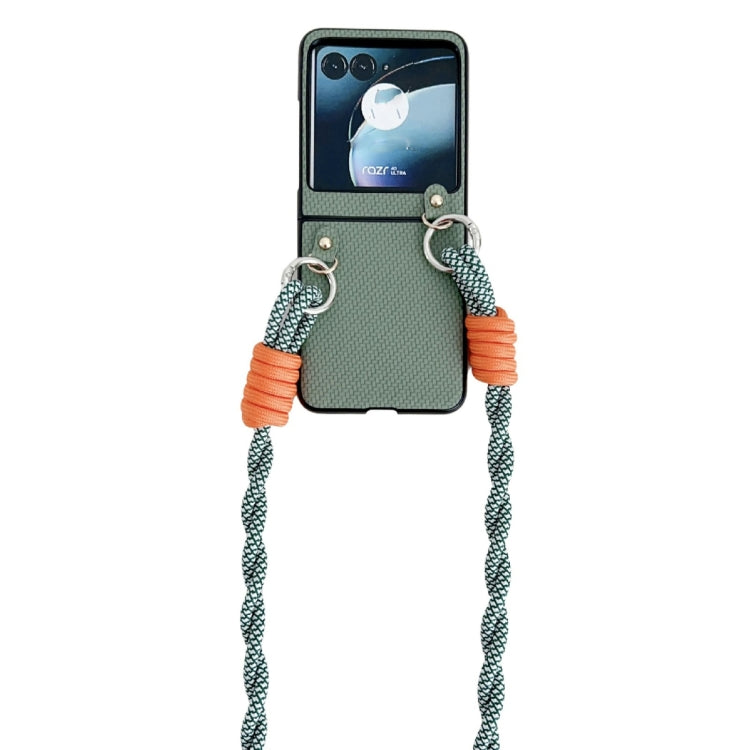 For Motorola Razr 40 Ultra Woven Texture Phone Case With Lanyard(Green) - Motorola Cases by PMC Jewellery | Online Shopping South Africa | PMC Jewellery | Buy Now Pay Later Mobicred