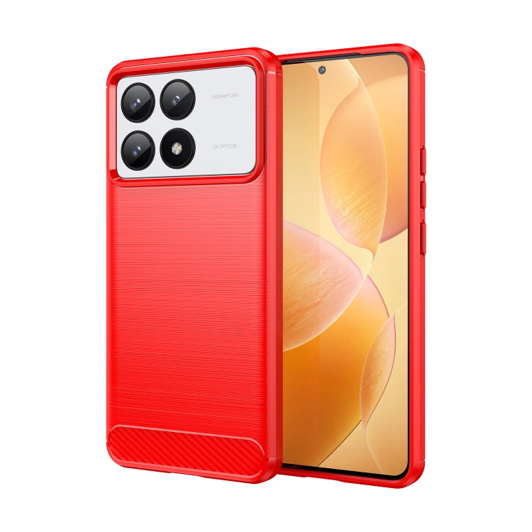 For Xiaomi Redmi K70 Pro Brushed Texture Carbon Fiber TPU Phone Case(Red) - K70 Pro Cases by PMC Jewellery | Online Shopping South Africa | PMC Jewellery | Buy Now Pay Later Mobicred