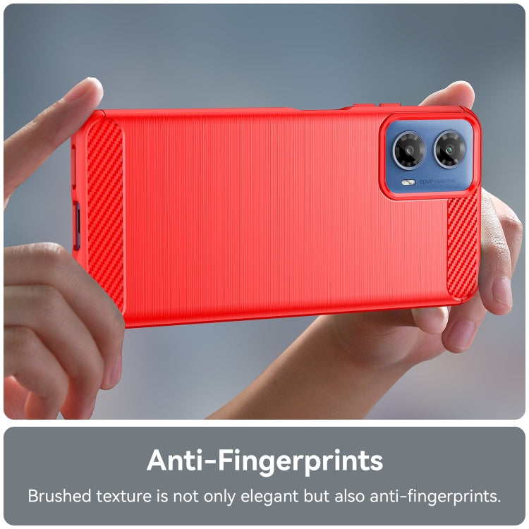 For Motorola Moto G34 Brushed Texture Carbon Fiber TPU Phone Case(Red) - Motorola Cases by PMC TechLife | Online Shopping South Africa | PMC TechLife | Buy Now Pay Later Mobicred