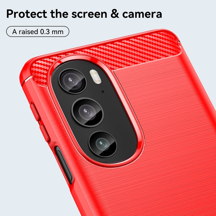 For Motorola Edge 30 Pro Brushed Texture Carbon Fiber TPU Phone Case(Red) - Motorola Cases by PMC TechLife | Online Shopping South Africa | PMC TechLife | Buy Now Pay Later Mobicred
