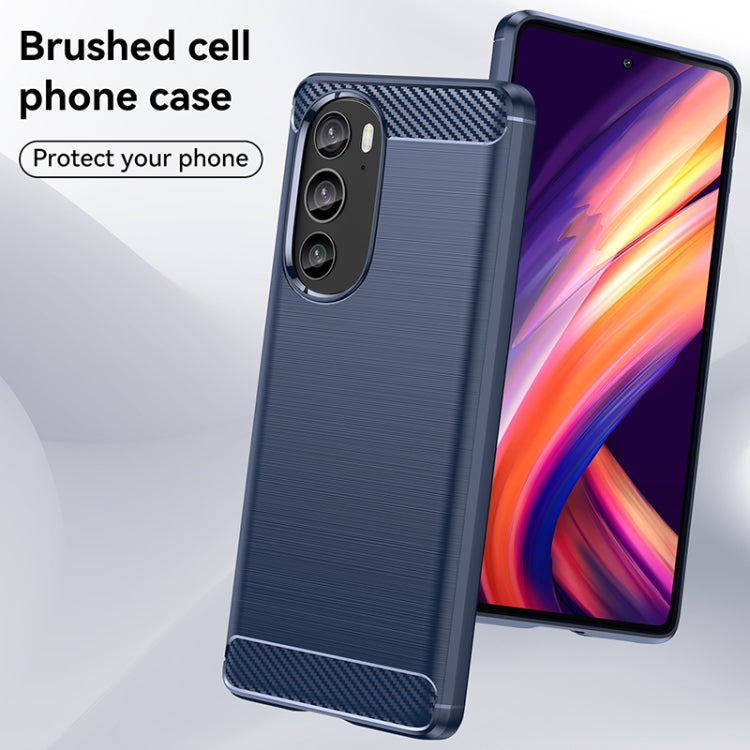For Motorola Edge 30 Pro Brushed Texture Carbon Fiber TPU Phone Case(Blue) - Motorola Cases by PMC TechLife | Online Shopping South Africa | PMC TechLife | Buy Now Pay Later Mobicred