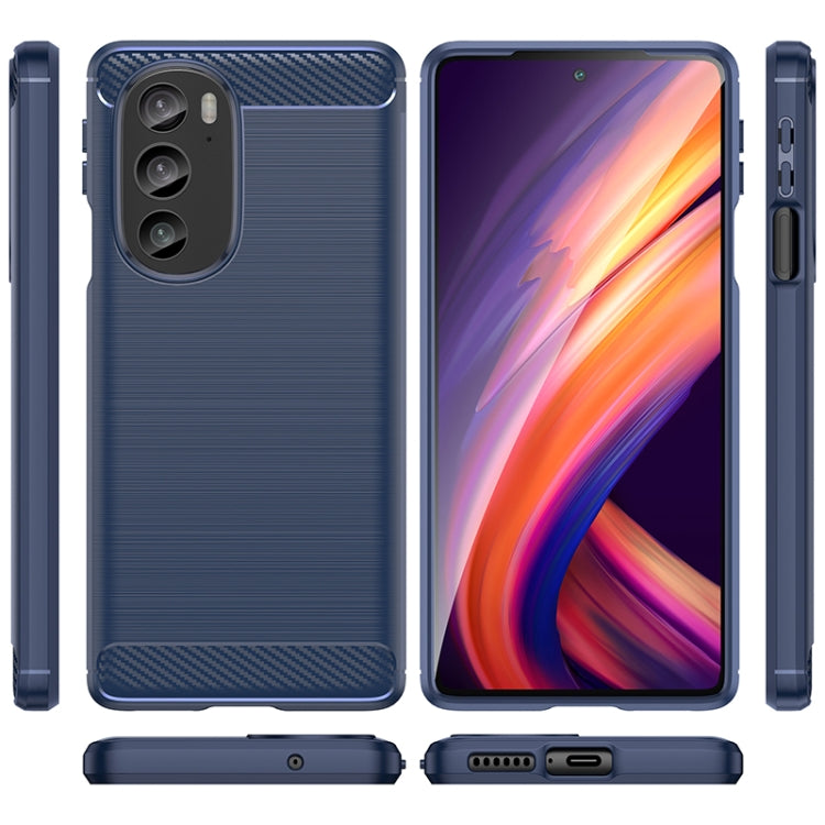 For Motorola Edge 30 Pro Brushed Texture Carbon Fiber TPU Phone Case(Blue) - Motorola Cases by PMC TechLife | Online Shopping South Africa | PMC TechLife | Buy Now Pay Later Mobicred