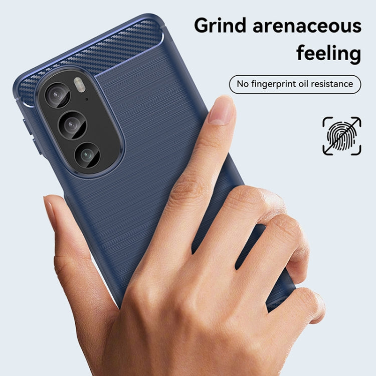 For Motorola Edge 30 Pro Brushed Texture Carbon Fiber TPU Phone Case(Blue) - Motorola Cases by PMC TechLife | Online Shopping South Africa | PMC TechLife | Buy Now Pay Later Mobicred