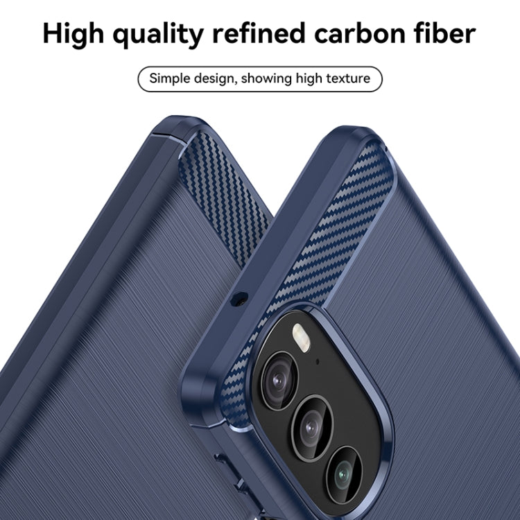 For Motorola Edge 30 Pro Brushed Texture Carbon Fiber TPU Phone Case(Blue) - Motorola Cases by PMC TechLife | Online Shopping South Africa | PMC TechLife | Buy Now Pay Later Mobicred