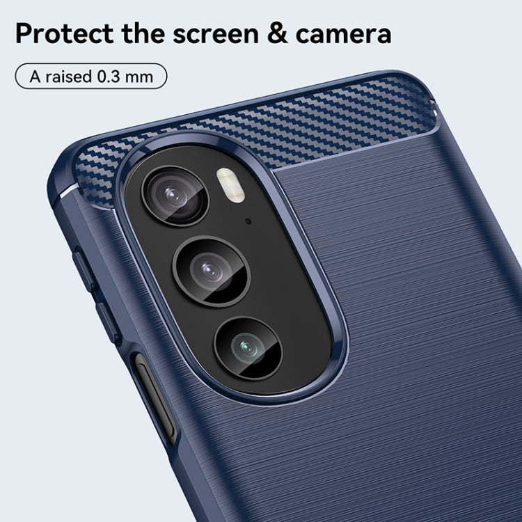 For Motorola Edge 30 Pro Brushed Texture Carbon Fiber TPU Phone Case(Blue) - Motorola Cases by PMC TechLife | Online Shopping South Africa | PMC TechLife | Buy Now Pay Later Mobicred