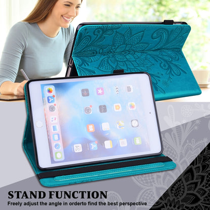 For Samsung Galaxy Tab S9 Lace Flower Embossing Pattern Leather Tablet Case(Blue) - Galaxy Tab S9 Cases by PMC Jewellery | Online Shopping South Africa | PMC Jewellery | Buy Now Pay Later Mobicred