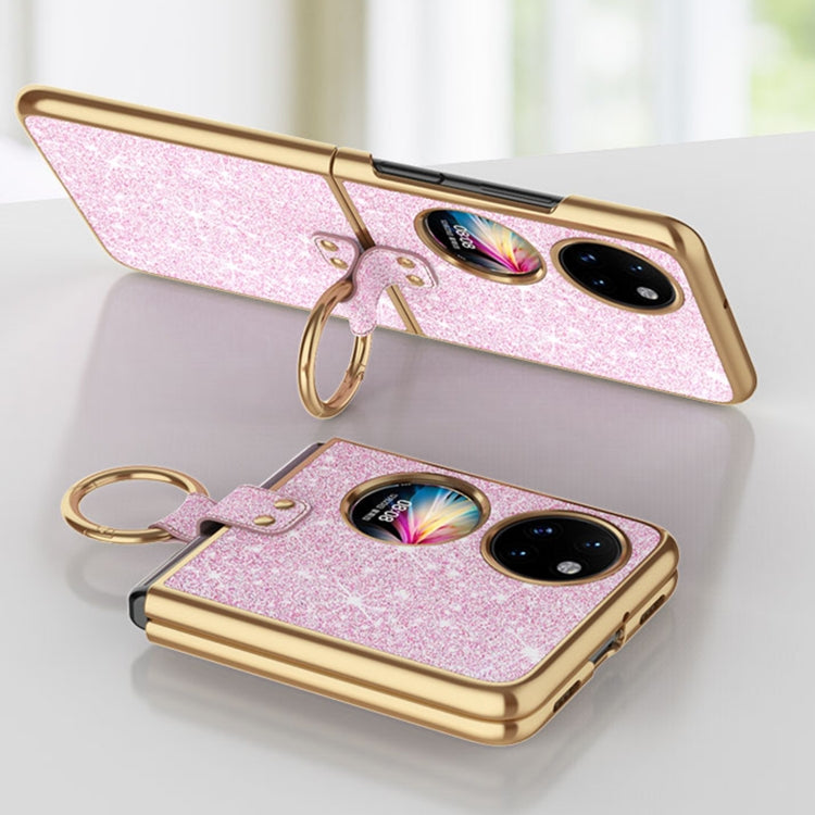 For Huawei P50 Pocket Plating Gradient Color Glitter Phone Case With Ring Holder(Gold) - Huawei Cases by PMC TechLife | Online Shopping South Africa | PMC TechLife | Buy Now Pay Later Mobicred