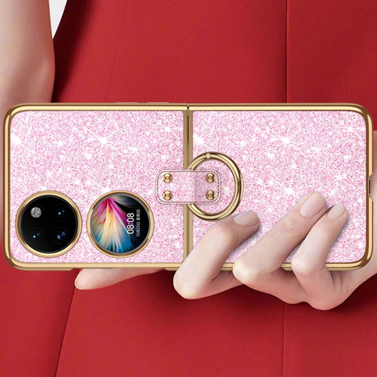 For Huawei P50 Pocket Plating Gradient Color Glitter Phone Case With Ring Holder(Gold) - Huawei Cases by PMC TechLife | Online Shopping South Africa | PMC TechLife | Buy Now Pay Later Mobicred