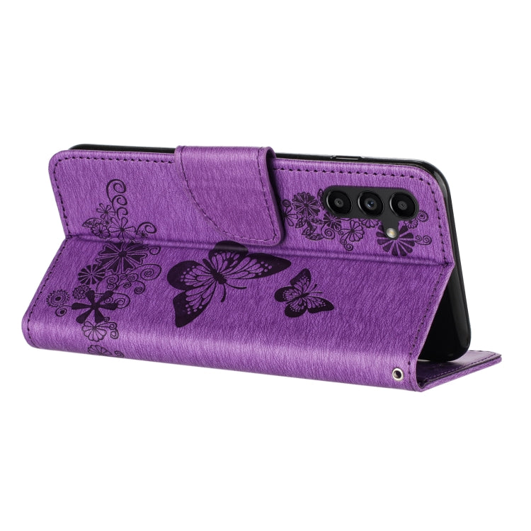 For Samsung Galaxy A15 Butterfly Embossed Flip Leather Phone Case(Purple) - Galaxy Phone Cases by PMC Jewellery | Online Shopping South Africa | PMC Jewellery