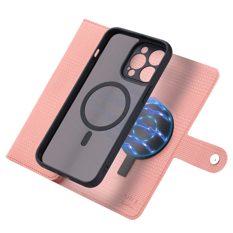 For iPhone 14 ViLi GHB Series MagSafe Magnetic Zipper Leather Phone Case(Pink) - iPhone 14 Cases by ViLi | Online Shopping South Africa | PMC Jewellery | Buy Now Pay Later Mobicred