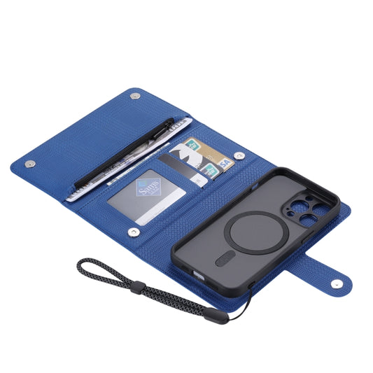 For iPhone 15 Pro Max ViLi GHB Series MagSafe Magnetic Zipper Leather Phone Case(Blue) - iPhone 15 Pro Max Cases by ViLi | Online Shopping South Africa | PMC Jewellery | Buy Now Pay Later Mobicred