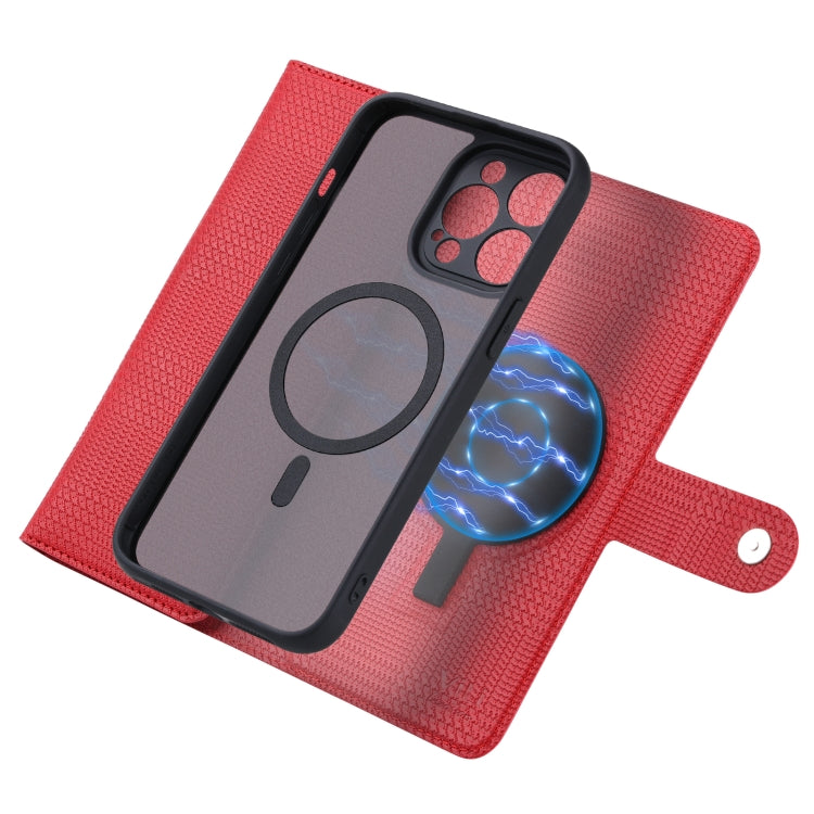 For iPhone 15 Plus ViLi GHB Series MagSafe Magnetic Zipper Leather Phone Case(Red) - iPhone 15 Plus Cases by ViLi | Online Shopping South Africa | PMC Jewellery | Buy Now Pay Later Mobicred