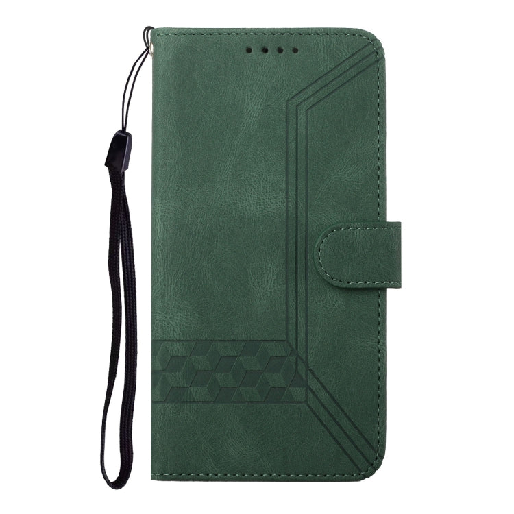 For Huawei Pura 70 Cubic Skin Feel Flip Leather Phone Case(Green) - free shipping - PMC Jewellery - Order now!