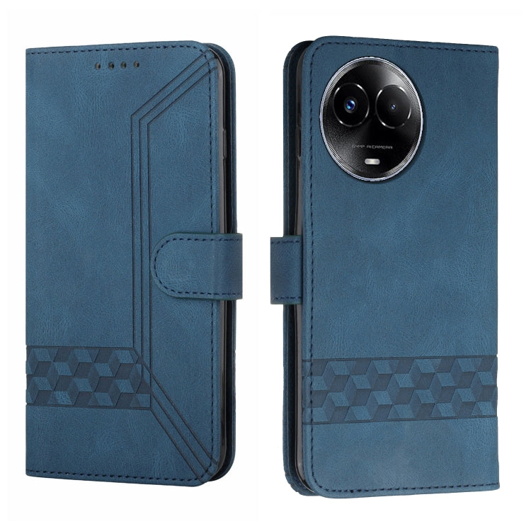 For Realme 11 Cubic Skin Feel Flip Leather Phone Case(Blue) - Realme Cases by PMC Jewellery | Online Shopping South Africa | PMC Jewellery | Buy Now Pay Later Mobicred