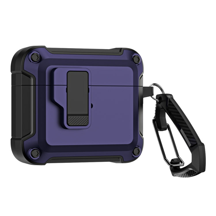For AirPods 3 TPU + PC Wireless Bluetooth Earphone Protective Case with Switch Lock & Hook(Blue) - For AirPods 3 by PMC Jewellery | Online Shopping South Africa | PMC Jewellery | Buy Now Pay Later Mobicred