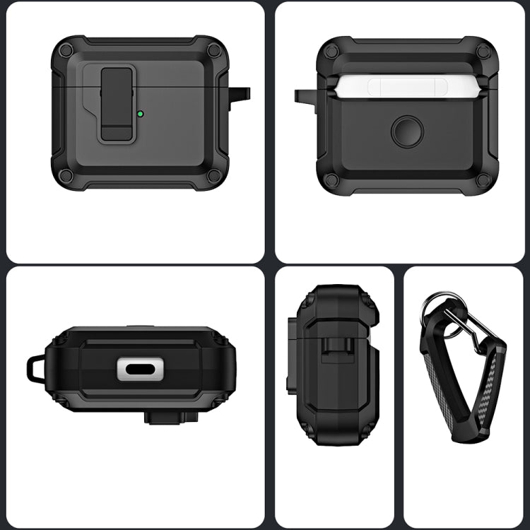 For AirPods 3 TPU + PC Wireless Bluetooth Earphone Protective Case with Switch Lock & Hook(Royal Blue) - For AirPods 3 by PMC Jewellery | Online Shopping South Africa | PMC Jewellery | Buy Now Pay Later Mobicred
