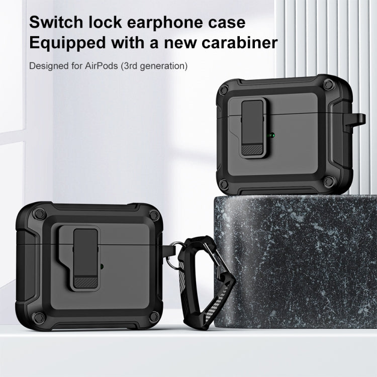 For AirPods 3 TPU + PC Wireless Bluetooth Earphone Protective Case with Switch Lock & Hook(Yellow) - For AirPods 3 by PMC Jewellery | Online Shopping South Africa | PMC Jewellery | Buy Now Pay Later Mobicred