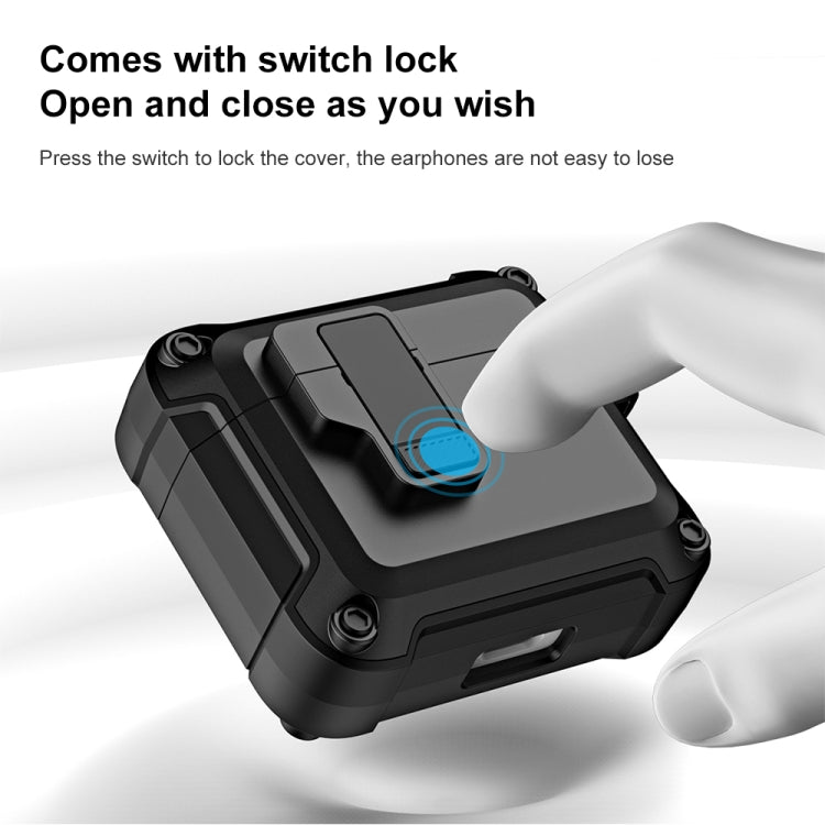 For AirPods 3 TPU + PC Wireless Bluetooth Earphone Protective Case with Switch Lock & Hook(Grey) - For AirPods 3 by PMC Jewellery | Online Shopping South Africa | PMC Jewellery | Buy Now Pay Later Mobicred