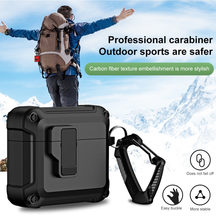 For AirPods 3 TPU + PC Wireless Bluetooth Earphone Protective Case with Switch Lock & Hook(Blue) - For AirPods 3 by PMC Jewellery | Online Shopping South Africa | PMC Jewellery | Buy Now Pay Later Mobicred