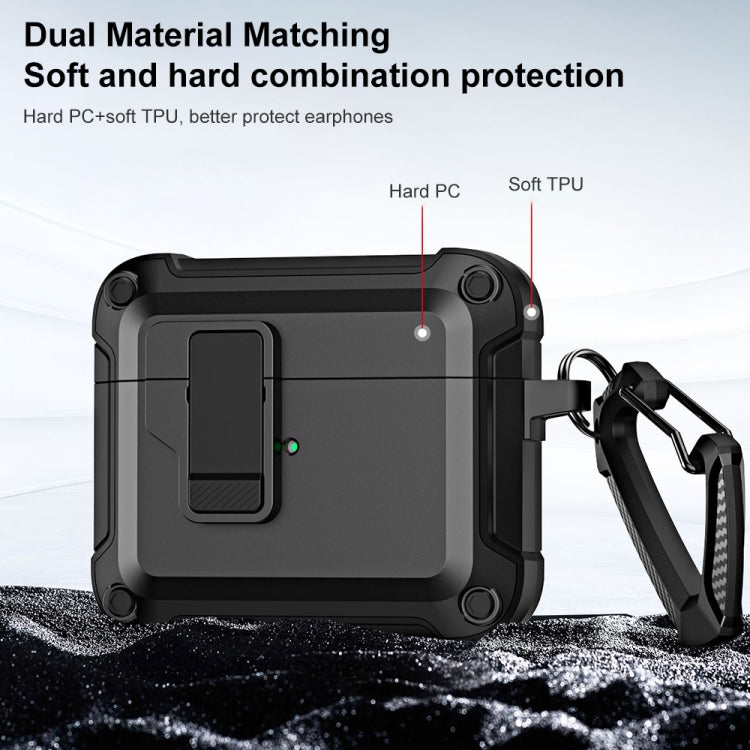 For AirPods 3 TPU + PC Wireless Bluetooth Earphone Protective Case with Switch Lock & Hook(Red) - For AirPods 3 by PMC Jewellery | Online Shopping South Africa | PMC Jewellery | Buy Now Pay Later Mobicred