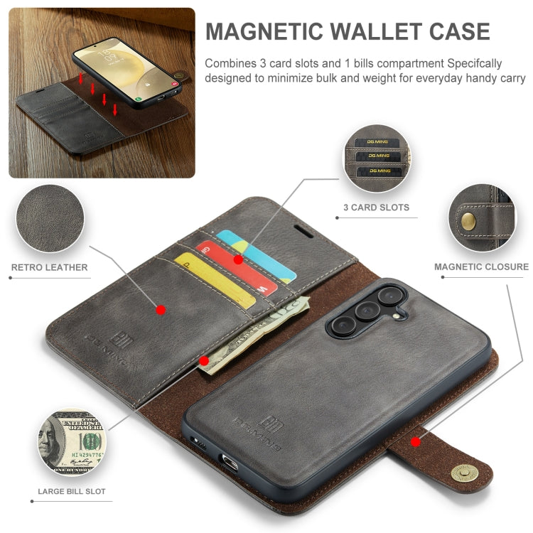 For Samsung Galaxy S24+ 5G DG.MING Crazy Horse Texture Detachable Magnetic Leather Case(Grey) - free shipping - PMC Jewellery - Order now!