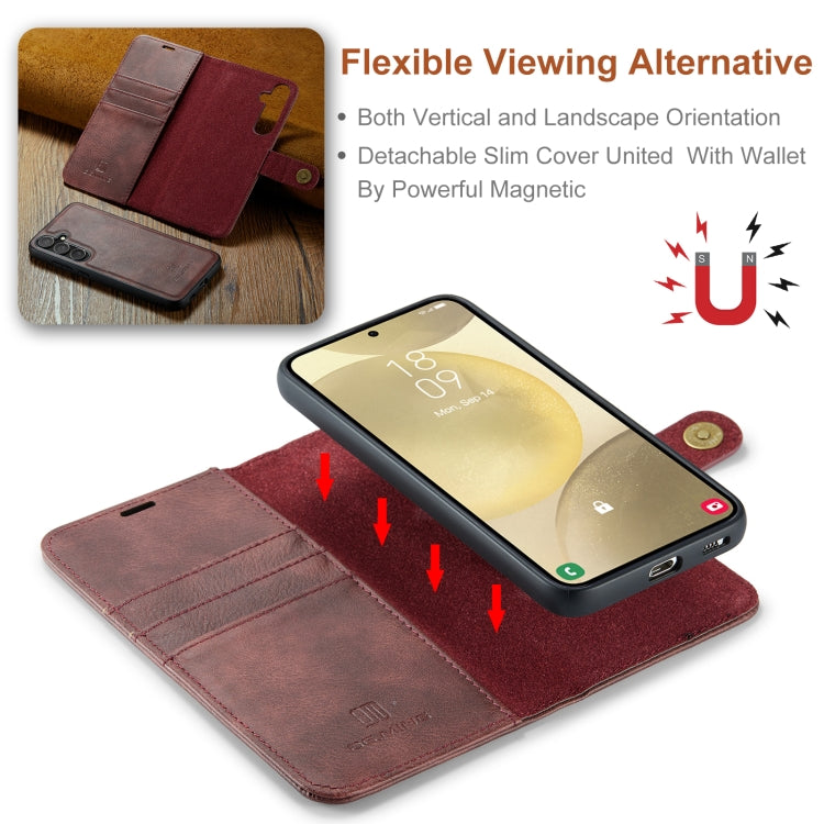 For Samsung Galaxy S24 5G DG.MING Crazy Horse Texture Detachable Magnetic Leather Case(Red) - free shipping - PMC Jewellery - Order now!