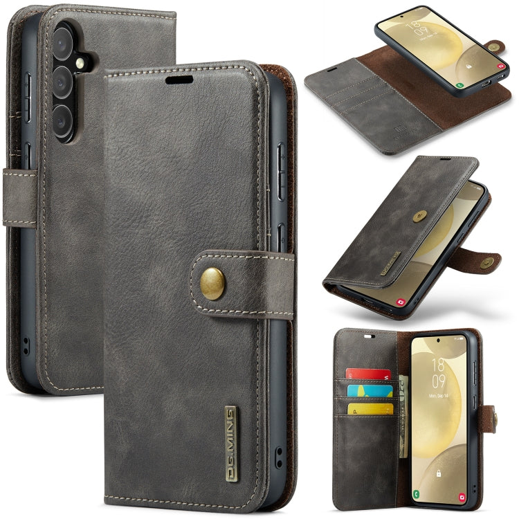 For Samsung Galaxy S24 5G DG.MING Crazy Horse Texture Detachable Magnetic Leather Case(Grey) - free shipping - PMC Jewellery - Order now!