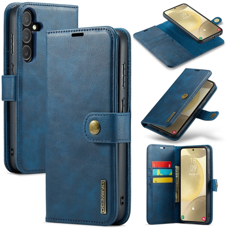 For Samsung Galaxy S24 5G DG.MING Crazy Horse Texture Detachable Magnetic Leather Case(Blue) - Galaxy S24 5G Cases by DG.MING | Online Shopping South Africa | PMC Jewellery | Buy Now Pay Later Mobicred