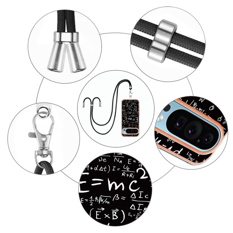 For Google Pixel 9 / 9 Pro Electroplating Dual-side IMD Phone Case with Lanyard(Equation) - Google Cases by PMC TechLife | Online Shopping South Africa | PMC TechLife | Buy Now Pay Later Mobicred