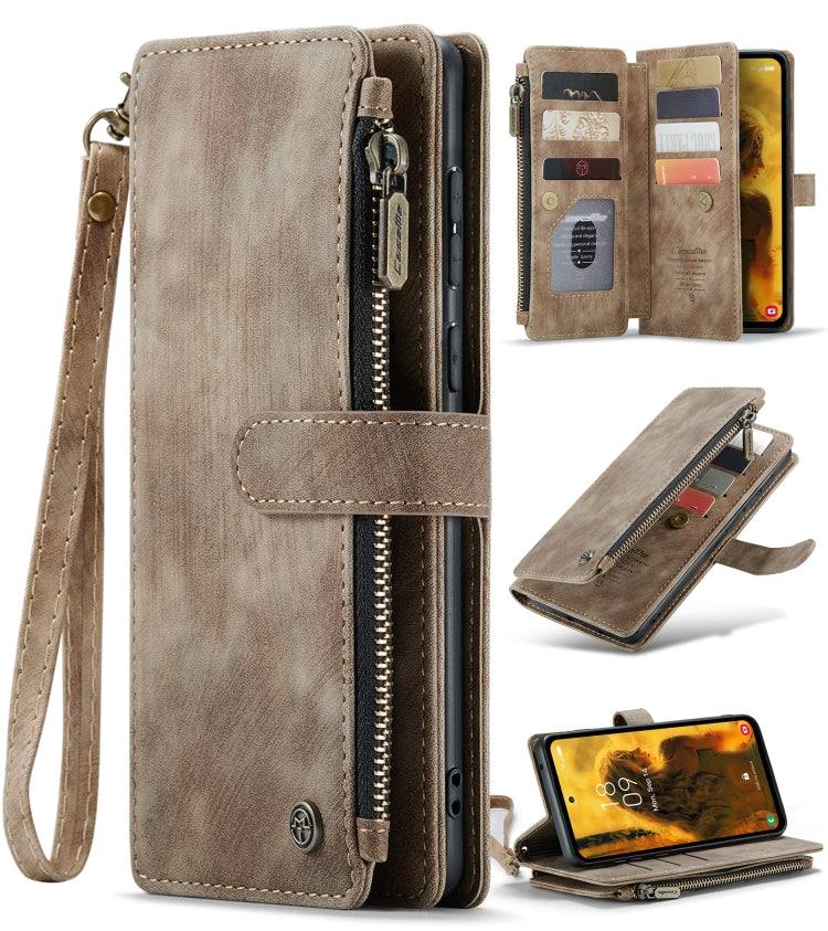 For Samsung Galaxy S23 FE CaseMe C30 Card Slots Zipper Wallet Leather Phone Case(Brown) - Galaxy S23 FE 5G Cases by CaseMe | Online Shopping South Africa | PMC Jewellery | Buy Now Pay Later Mobicred