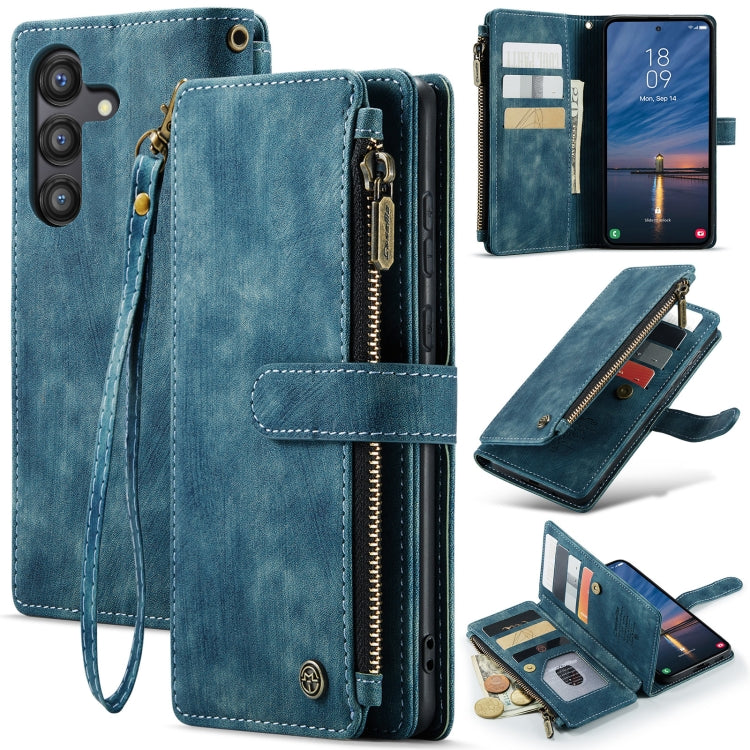 For Samsung Galaxy A55 5G CaseMe C30 Card Slots Zipper Wallet Leather Phone Case(Blue) - Galaxy Phone Cases by CaseMe | Online Shopping South Africa | PMC Jewellery | Buy Now Pay Later Mobicred