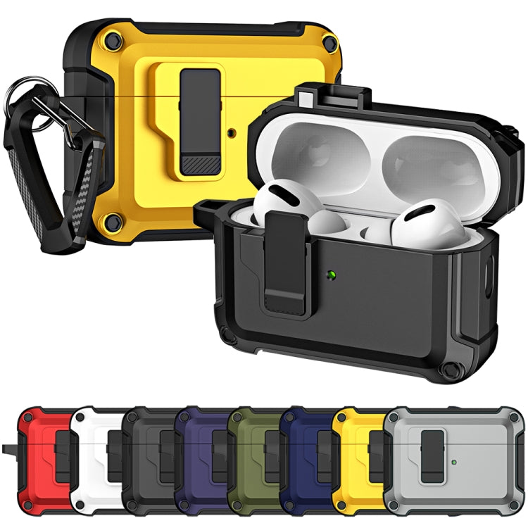 For AirPods Pro 2 TPU + PC Wireless Bluetooth Earphone Protective Case with Switch Lock & Hook(Dark Green) - For AirPods Pro 2 by PMC Jewellery | Online Shopping South Africa | PMC Jewellery | Buy Now Pay Later Mobicred