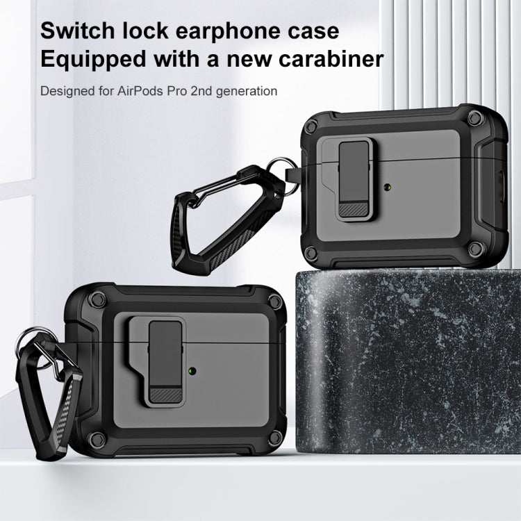 For AirPods Pro 2 TPU + PC Wireless Bluetooth Earphone Protective Case with Switch Lock & Hook(Dark Green) - For AirPods Pro 2 by PMC Jewellery | Online Shopping South Africa | PMC Jewellery | Buy Now Pay Later Mobicred