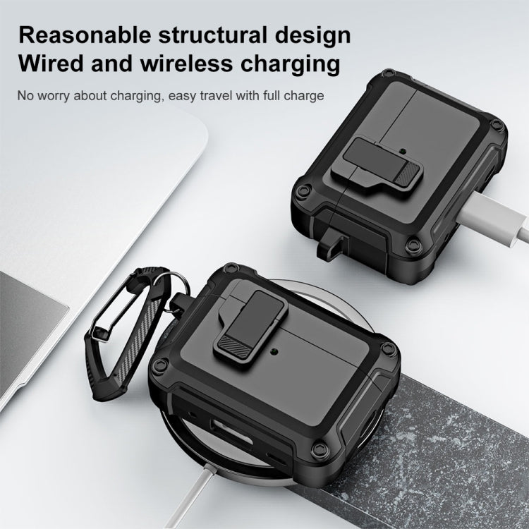 For AirPods Pro 2 TPU + PC Wireless Bluetooth Earphone Protective Case with Switch Lock & Hook(Yellow) - For AirPods Pro 2 by PMC Jewellery | Online Shopping South Africa | PMC Jewellery | Buy Now Pay Later Mobicred